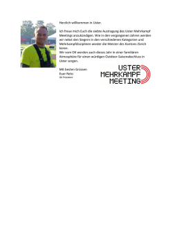 Herzlich willkommen in Uster. Ich freue mich Euch die