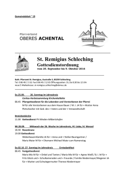 Gottesdienst-Ordnung und Informationen des
