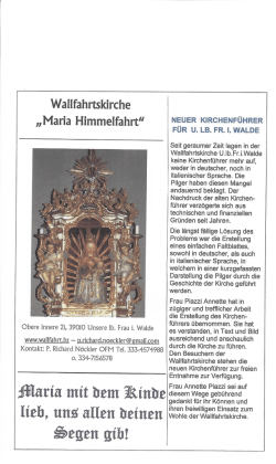 Kirchenführer der Wallfahrtskirche Unsere Liebe Frau im Walde