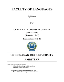 faculty of languages - Guru Nanak Dev University