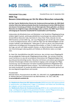 MDK-Tag: Bessere Unterstützung vor Ort für ältere Menschen