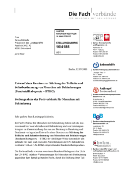 Entwurf eines Gesetzes zur Stärkung der Teilhabe