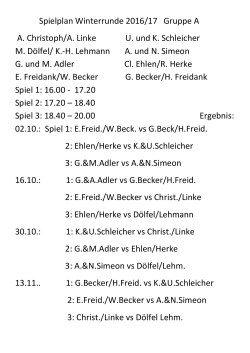 Spielplan Winterrunde 2016/17 Gruppe A A. Christoph/A. Linke U