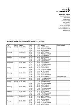 Vorarlberghalle - Belegungsplan 15.08. - 02.10.2016 - FEV