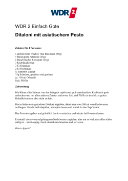 WDR 2 Einfach Gote Ditaloni mit aisatischem Pesto