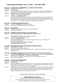 Gottesdienstordnung vom 11. bis 18. September