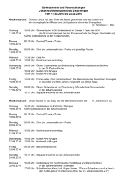 Gottesdienste und Veranstaltungen Johanneskirchengemeinde