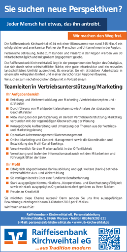 Teamleiter/in Vertriebsunterstützung/Marketing - VR