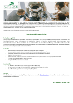 Investment Manager (m/w)