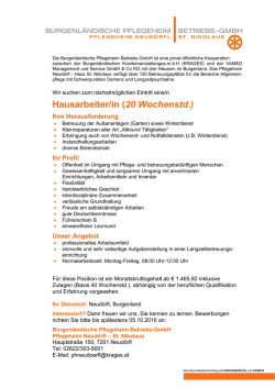 Hausarbeiter/in (20 Wochenstd.)