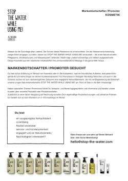 hello@stop-the-water.com MARKENBOTSCHAFTER / PROMOTER
