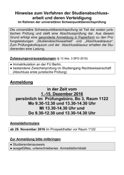 Hinweise zum Ablauf der seminaristischen Hausarbeit im Rahmen