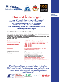 Infos und &Auml;nderungen zum Konditionswettkampf