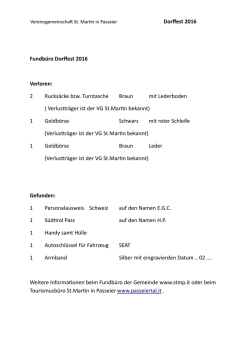 Dorffest 2016 Fundb&uuml;ro Dorffest 2016 Verloren: 2 Rucks&auml;cke bzw