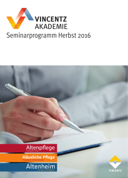 VINCENTZ AKADEMIE Seminarprogramm Herbst 2016