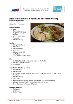 Speck-Rettich-Röllchen mit Salat und Heidelbeer-Dressing
