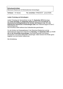 Schulnachrichten - Reischach Realschule Immendingen