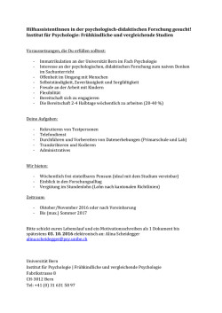 HilfsassistentIn gesucht