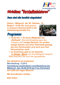 in unserem Seniorentreff in der Gabelsbergerstra&szlig;e 81a