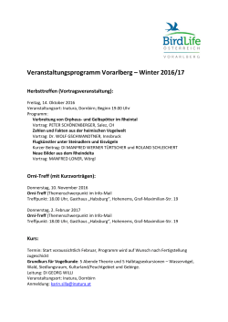 Veranstaltungsprogramm Vorarlberg – Winter 2016/17