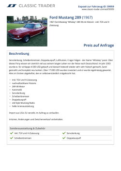 Ford Mustang 289 (1967) Preis auf Anfrage