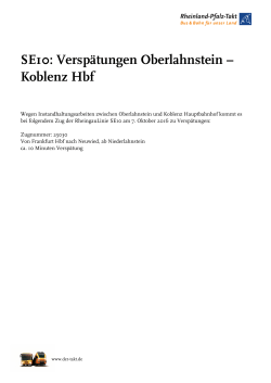 SE10: Verspätungen Oberlahnstein – Koblenz Hbf