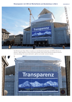 Riesenposter mit 350 m2 Werbefläche am Bundeshaus in