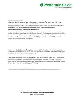 Hausratversicherung zahlt bei gestohlenem Bargeld