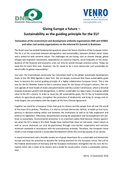 Giving Europe a future &ndash; Sustainability as the guiding