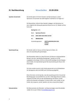 III. Nachbereitung Weserhelden 22.09.2016