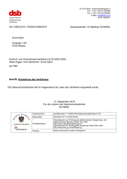 GZ: DSB-D216.115/0003-DSB/2016 Sachbearbeiter: Dr Matthias