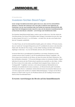 Investoren f&uuml;rchten Brexit-Folgen
