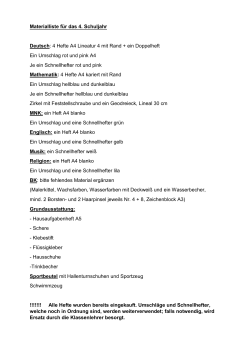 Materialliste für das 4. Schuljahr Deutsch: 4 Hefte A4