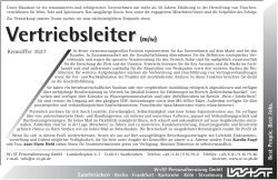 Vertriebsleiter (m/w) - W+ST Personalberatung GmbH