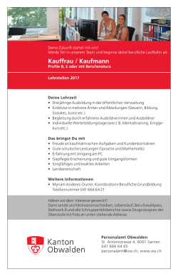 Lehrstelle 2017 Kauffrau / Kaufmann