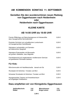 Speisekarte ab 14:00 Uhr - Oggenhausener Bierkeller