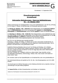 Information Behinderung / Sperrung Spillstattstrasse 03.