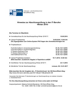 Hinweise zur Abschlusspr&uuml;fung im Beruf - IHK Bonn/Rhein-Sieg