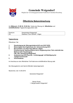 Gemeinderatssitzung Weigendorf am 21.09.2016