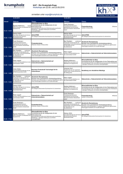Die Workshops mit Uhrzeiten zum