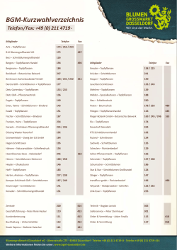Kurzwahlverzeichnis - Blumengroßmarkt Düsseldorf eG