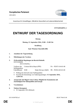 DE DE ENTWURF DER TAGESORDNUNG