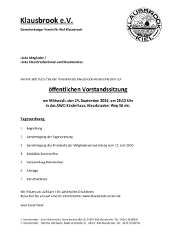 Einladung zur öffentlichen Vorstandssitz[...] - Klausbrook