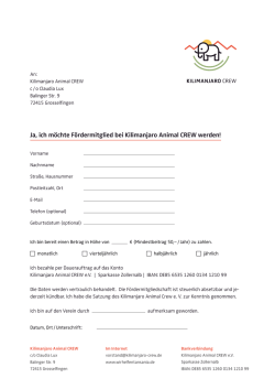 Ja, ich m&ouml;chte F&ouml;rdermitglied bei Kilimanjaro Animal CREW werden!