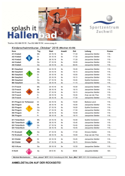 Kinderschwimmkurse „Oktober“ 2016 (Wochen 43-50)
