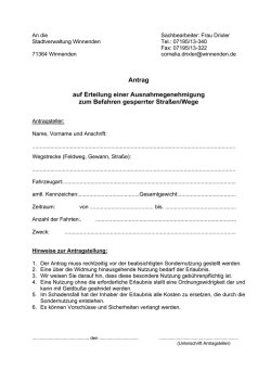 Antrag auf Erteilung einer Ausnahmegenehmigung