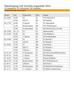 Platzbelegung TuS Vorwärts Augustfehn 2016