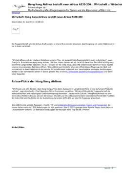 Hong Kong Airlines bestellt neun Airbus A330-300