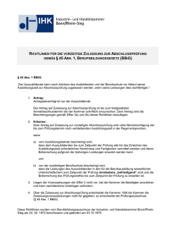 Hinweis zur vorzeitigen Zulassung zur Prüfung - IHK Bonn/Rhein-Sieg