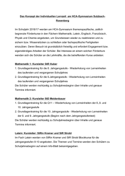 Individuelle Lernzeit am HCA